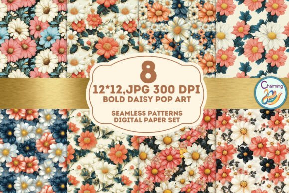Bold Daisy Pop Art: A Seamless Pattern for Vibrant Projects