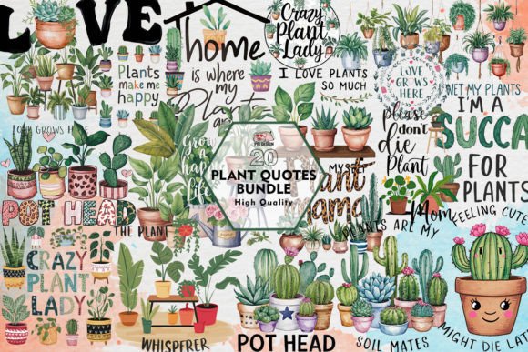 Botanical Typography: Elevating Your Brand with Plant Quotes Clipart PNG Graphics