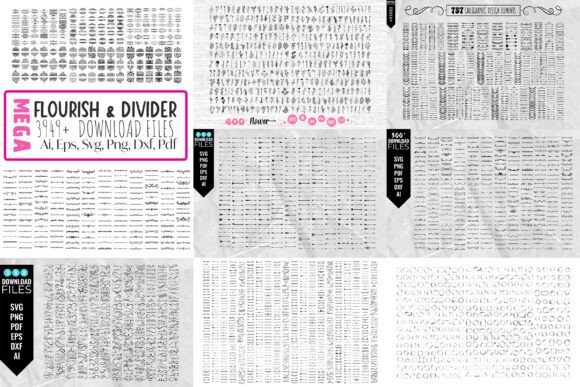 Elevate Your Designs: The 3949+ Mega Flourish & Divider SVG Bundle