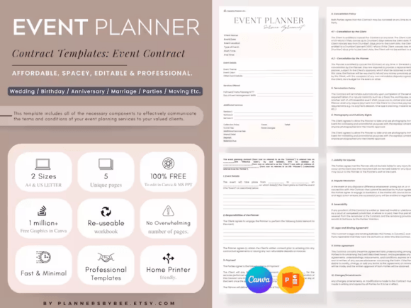 Event Planner Contract Template, Canva: Your Professional Edge