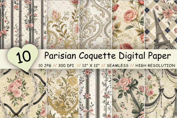 Parisian Coquette Digital Paper Pack: A Floral Toolkit for Modern Branding