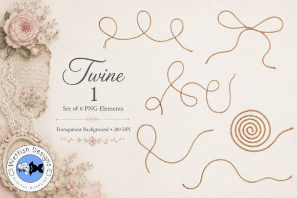 PNG Twine 1: 6 Natural Elements for Rustic Digital Designs