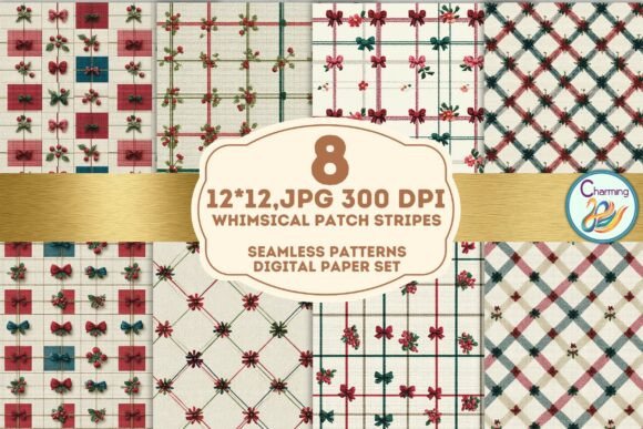 Seamless Paper: Whimsical Bow Plaid for Creative Projects