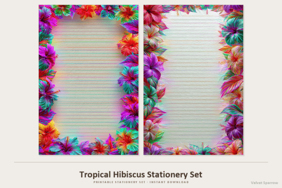 Tropical Hibiscus Stationery Set: A Complete Printable Suite